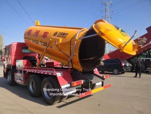 شاحنة شفط مياه الصرف الصحي Dongfeng 6X4 سعة 18 متر مكعب مع أنبوب شفط مياه الصرف الصحي بطول 8 أمتار وعجلات قيادة 6x4