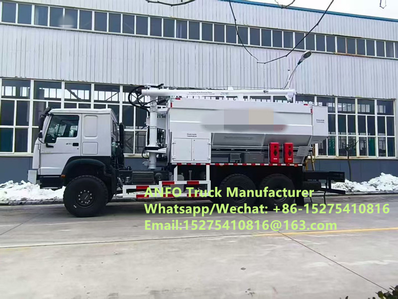 Competitive Brand new HOWO 10/15/20/30T on-site mixing and charging granular ammonium bulk explosives ANFO Truck Emulsion Blasting service Drilling Zambia/Zimbabwe/Tanzania/Ghana/Guinea/Namibia/Guyana